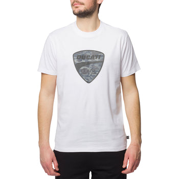 T-shirt bianca da uomo con logo camouflage Ducati Corse Ero 2, Abbigliamento Sport, SKU a722000292, Immagine 0